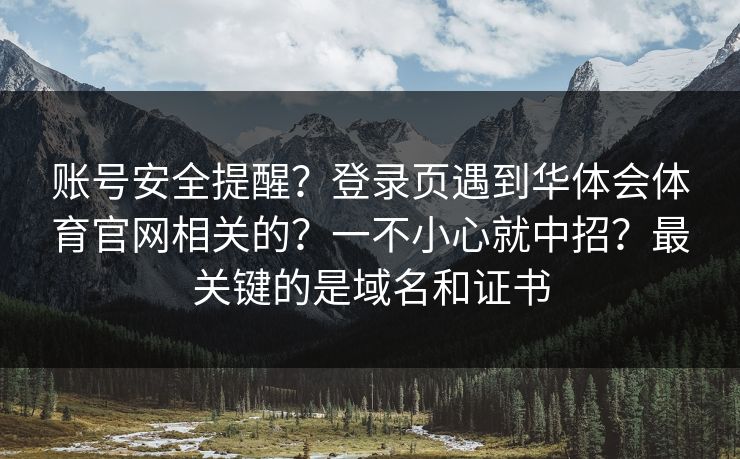 账号安全提醒？登录页遇到华体会体育官网相关的？一不小心就中招？最关键的是域名和证书